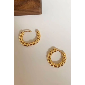 Altın Renk Burgu Detaylı Halka Küpe (Çift)