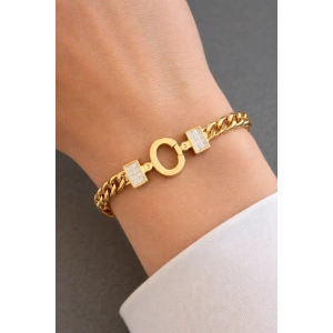 Altın Renk C Harf Çelik Bileklik