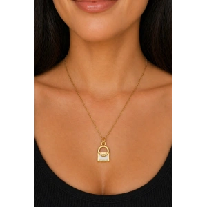 Altın Renk Çanta Figürlü Çelik Kolye