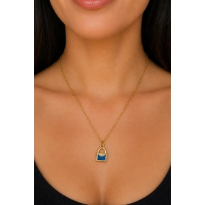 Altın Renk Çanta Figürlü Çelik Kolye