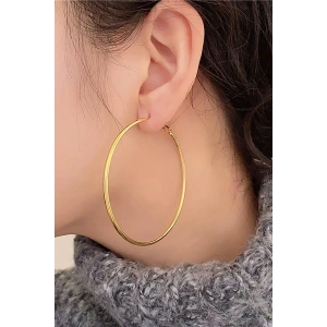 Altın Renk Çelik Halka Küpe 70Mm (Çift)