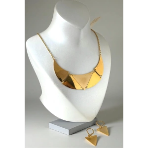 Altın Renk Çelik Kolye Set