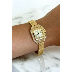 Altın Renk Çelik Kordonlu Kadın Saat