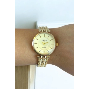 Altın Renk Çelik Kordonlu Kadın Saat
