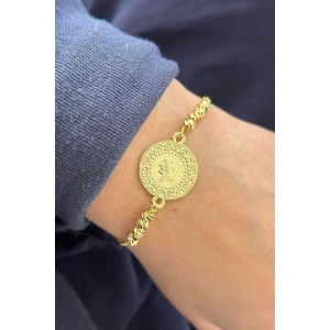Altın Renk Çeyrek Figürlü Bileklik