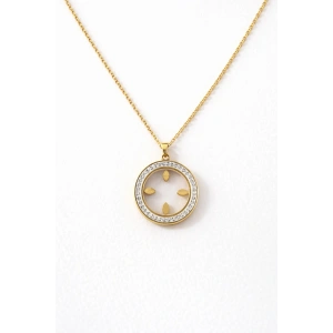 Altın Renk Çeyrek Koyulabilen Çelik Kolye