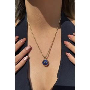 Altın Renk Çiçek Figürlü 14k Altın Kaplama TX Kolye