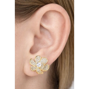 Altın Renk Çiçek Figürlü 14K Altın Kaplama Xuping Küpe (Çift)