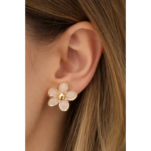 Altın Renk Çiçek Figürlü Küpe (Çift)