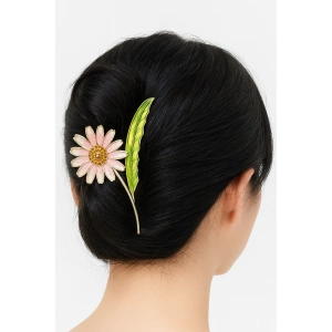 Altın Renk Çiçek Figürlü Metal Mandal Toka