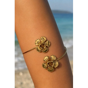 Altın Renk Çiçek Figürlü Pazu Bilekliği/ Kol Aksesuarı