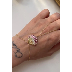 Altın Renk Deniz Kabuğu Figürlü 14K Altın Kaplama TX Şahmeran