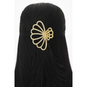 Altın Renk Deniz Kabuğu Figürlü Hologramlı Taşlı Metal Mandal Toka