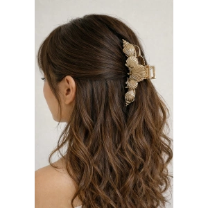 Altın Renk Deniz Kabuğu Figürlü Metal  Mandal Toka