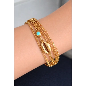 Altın Renk Deniz Kabuğu Zincir Bileklik