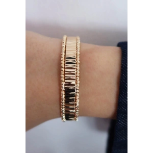 Altın Renk Dorika Boncuk Detaylı YSX Kelepçe Bileklik