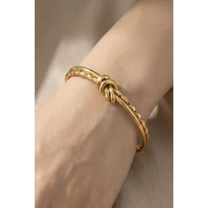Altın Renk Düğüm Detaylı Kelepçe/ Bileklik