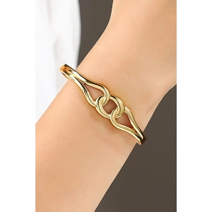 Altın Renk Düğüm Figürlü Çelik Kelepçe Bileklik