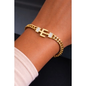 Altın Renk E Harf Çelik Bileklik