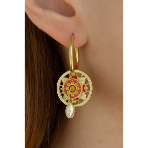 Altın Renk Etnik Desenli Halka Küpe (Çift)