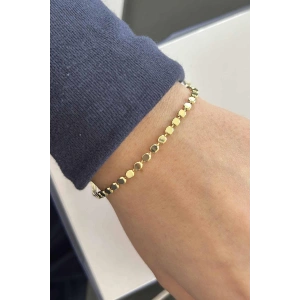 Altın Renk Ezme Pul Detaylı Bileklik