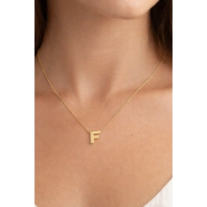 Altın Renk F Harf Çelik Kolye