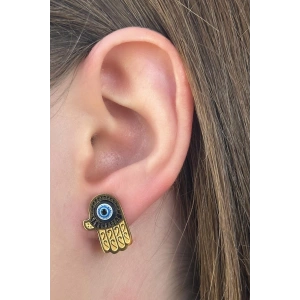 Altın Renk Fatma Ana Eli Figürlü Çelik Küpe (Çift)