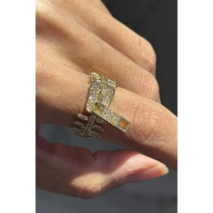 Altın Renk Fermuar Figürlü Ayarlanabilir Yüzük