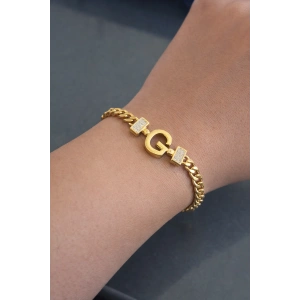 Altın Renk G Harf Çelik Bileklik