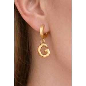Altın Renk G Harf Çelik Küpe (Çift)