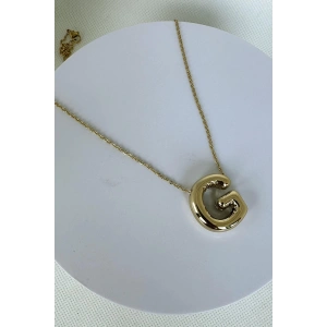 Altın Renk G Harfli Çelik Balon Kolye