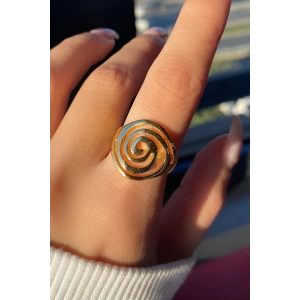 Altın Renk Geometrik Desenli Ayarlanabilir Yüzük