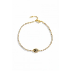 Altın Renk Göz Detaylı Taşlı 14K Altın Kaplama Tx Bileklik