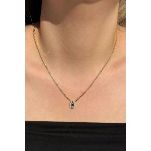 Altın Renk Göz Figürlü 14K Altın Kaplama Vip Ezme Zincir Kolye