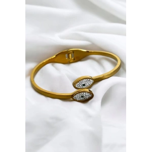 Altın Renk Göz Figürlü Çelik Kelepçe Bileklik