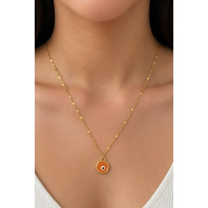 Altın Renk Göz Figürlü Çelik Kolye