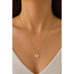 Altın Renk Göz Figürlü Çelik Kolye