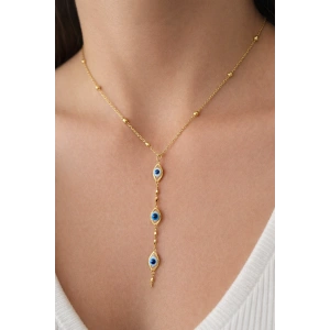 Altın Renk Göz Figürlü Çelik Y Kolye