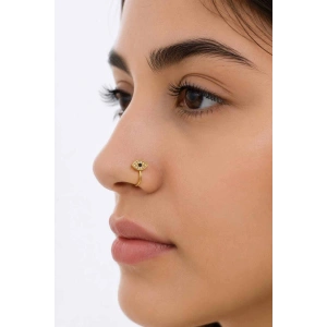 Altın Renk Göz Figürlü Taş Detaylı Cerrahi Çelik Deliksiz Kulak/Burun Piercing
