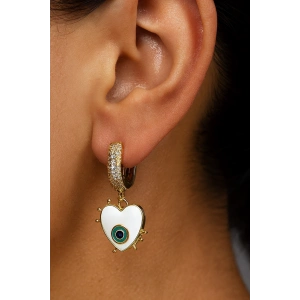 Altın Renk Göz Figürlü Taş Detaylı YSX Küpe (Çift)