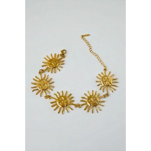 Altın Renk Güneş Figürlü Çelik Bileklik