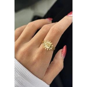 Altın Renk Güneş Figürlü Metal Ayarlanabilir Yüzük