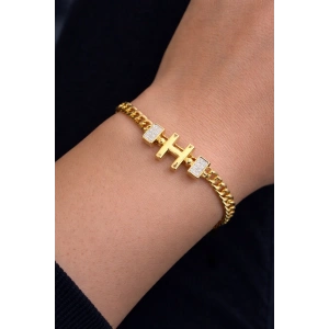 Altın Renk H Harf Çelik Bileklik