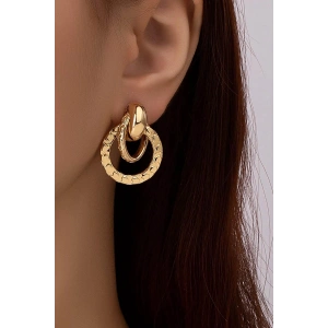 Altın Renk Halka Detaylı Küpe (Çift)