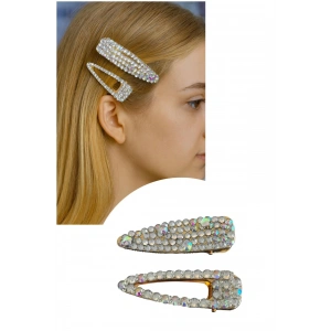 Altın Renk Hologram Taş Detaylı İkili Yan Toka