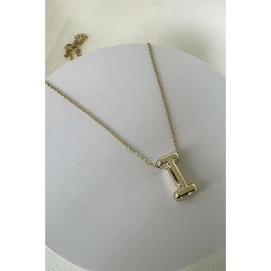 Altın Renk I Harfli Çelik Balon Kolye