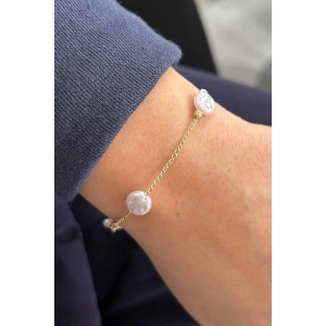 Altın Renk İnci Detaylı Bileklik