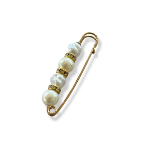 Altın Renk İnci Detaylı Eşarp İğnesi /Broş