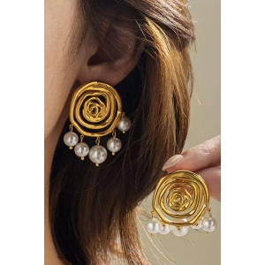 Altın Renk İnci Detaylı Küpe (Çift)