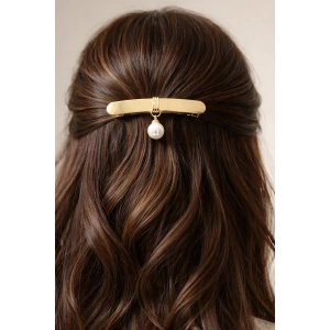 Altın Renk İnci Detaylı Metal Otomat Toka